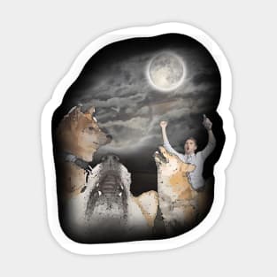 Three doge moon - When moon? transparent/faded graphic. three wolf moon parody. 3 doge howling at the moon Sticker